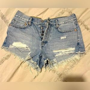 We the free denim shorts, raw edge, size 24